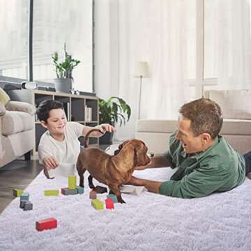 Ucomn Cozy Area Rug 4 x 6 Feet White, Indoor Shaggy Faux Fur Rug, Modern Home Decor Plush Throw Carpet for Living Room, Bedroom, Kids Playroom, Nursery, Dining Room