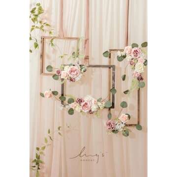 Ling's Moment Garden Dusty Rose Artificial Wedding Flowers Combo for Wedding Bouquets Centerpieces Flower Arrangements Bridal Shower Decorations