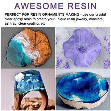 Epoxy Resin Crystal Clear Coating Kit 300ml - 2 Part Casting Resin For Art, Craft, Tumbler, Jewelry Making, Bonus Glove, Mixing Stick, Graduated Cup, Resin Pigment, Glitter, Dispensing Cup, Tablecloth