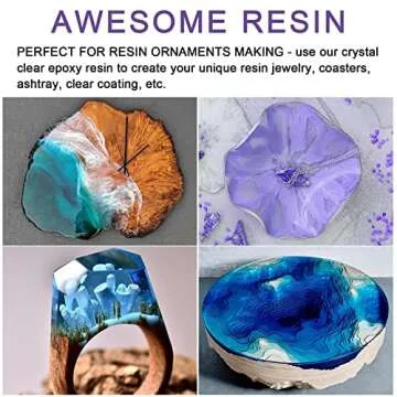 Epoxy Resin Crystal Clear Coating Kit 300ml - 2 Part Casting Resin For Art, Craft, Tumbler, Jewelry Making, Bonus Glove, Mixing Stick, Graduated Cup, Resin Pigment, Glitter, Dispensing Cup, Tablecloth
