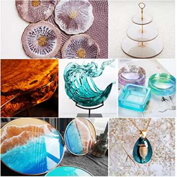 Epoxy Resin Crystal Clear Coating Kit 300ml - 2 Part Casting Resin For Art, Craft, Tumbler, Jewelry Making, Bonus Glove, Mixing Stick, Graduated Cup, Resin Pigment, Glitter, Dispensing Cup, Tablecloth