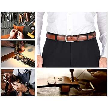 KM Legend Men's Genuine Leather Dress Belt with Premium Quality - Classic & Fashion Design for Work Business and Casual (esBrown, 30)