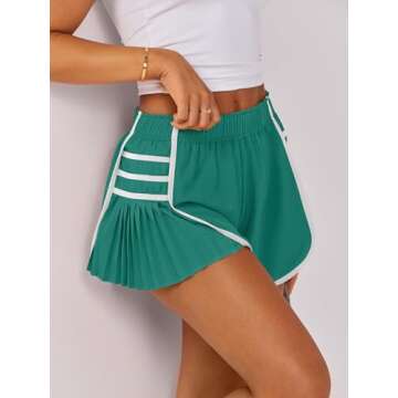 Caracilia Women Running Shorts Flowy Pleated Athletic Shorts Summer High Waisted Tennis Sporty Worko...