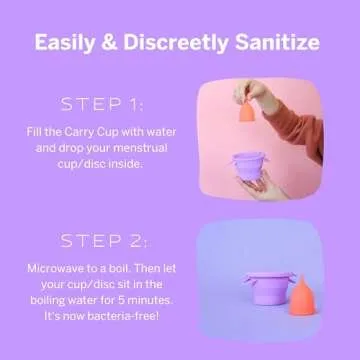 Pixie Menstrual Cup Compact Sterilizer - Good for Public Restrooms, Camping, or Dorms - Collapsible Cleaner Container for Your Menstrual Disc & Period Cup - Microwavable - Reusable - Case Holder