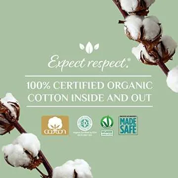 Organyc - 100% Certified Organic Cotton Feminine Pads - Sanitary Napkin with Wings for Women, Moderate Flow, Regular Absorbency, 60 Count (6 Pack of 10 Count)