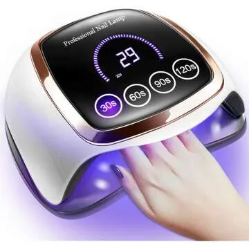 Gugusure UV LED Nail Lamp, 180W Nail Dryer for Gel Polish with LCD Display, Auto Sensor and 4 Timer ...