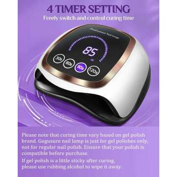 Gugusure UV LED Nail Lamp, 180W Nail Dryer for Gel Polish with LCD Display, Auto Sensor and 4 Timer Settings, Professional Gel Curing Lamp Gel Polish Light with 42 LED Beads for Salon and Home