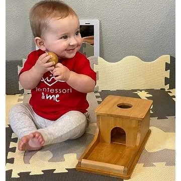 Montessori Object Permanence Box - Wooden Ball Drop Toy for Babies - Develops Spatial Awareness & Co...