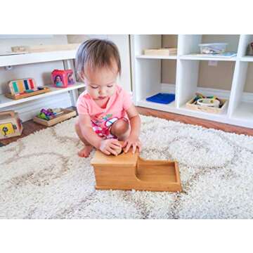 Montessori Object Permanence Box - Wooden Ball Drop Toy for Babies - Develops Spatial Awareness & Cognitive Skills - Engaging and Educational Roll and Play Toy up to 1 Year Old Infant