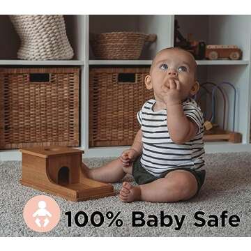 Montessori Object Permanence Box - Wooden Ball Drop Toy for Babies - Develops Spatial Awareness & Cognitive Skills - Engaging and Educational Roll and Play Toy up to 1 Year Old Infant