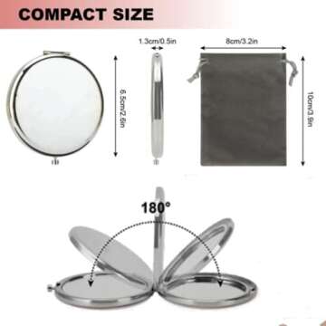 HREW MIHAGUTY Magnifying Compact Mirror with 2x Magnification for Purses & Gifts
