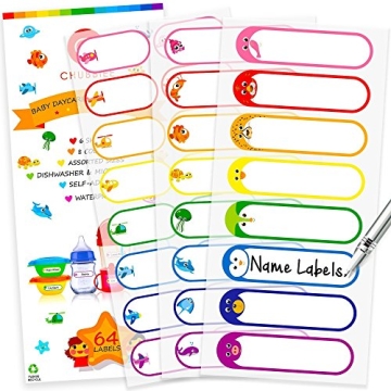 Self-Laminating Baby Bottle Labels for Daycare, Waterproof & Assorted Sizes