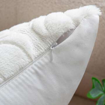 COSIBONO Pumpkin Fall Decorative Throw Pillow Covers 20"x20", Set of 2 Cream White Soft Faux Fur Pil...