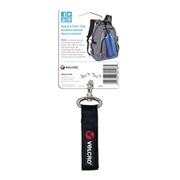 VELCRO Brand Easy Hang Strap with Carabiner - Perfect for Outdoor & Indoor Organization
