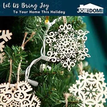 JOIEDOMI 60pcs Christmas Wooden Snowflake Hanging Ornaments Snowflakes Christmas Ornaments for Holidays, Christmas Tree Decoration, Christmas Party Holiday Decor