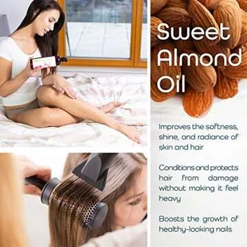 Sweet Almond Oil Carrier Oil - Cold Pressed Pure Natural Body Massage Oils for Essential Oils Mixing, Baby Oil Dry Skin Face Moisturizer Eye Makeup Remover 16 oz