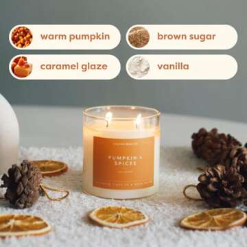 Pumpkin Spice Scented Holiday Candle, Soy Wax Candles for The Home Scented with Phthalate Free Oils,...
