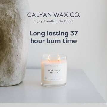 Pumpkin Spice Scented Holiday Candle, Soy Wax Candles for The Home Scented with Phthalate Free Oils, 3.5 x 3 inch, 8.8 oz, 37 Hour Burn Time Fall Candles & Home Decor in Glass Jar - Calyan Wax