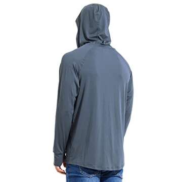 BALEAF Men's UPF 50+ Sun Protection Hoodie Shirt Long Sleeve SPF/UV Quick Dry Lightweight Outdoor Hiking Fishing Gray L