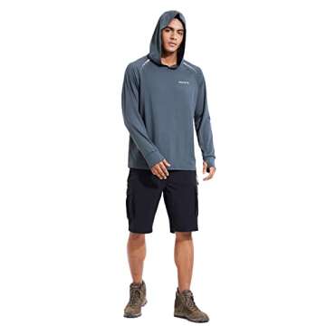 BALEAF Men's UPF 50+ Sun Protection Hoodie Shirt Long Sleeve SPF/UV Quick Dry Lightweight Outdoor Hiking Fishing Gray L
