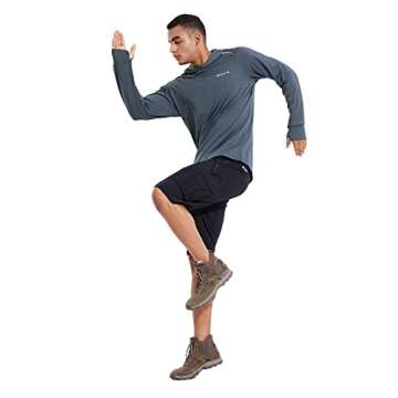 BALEAF Men's UPF 50+ Sun Protection Hoodie Shirt Long Sleeve SPF/UV Quick Dry Lightweight Outdoor Hiking Fishing Gray L