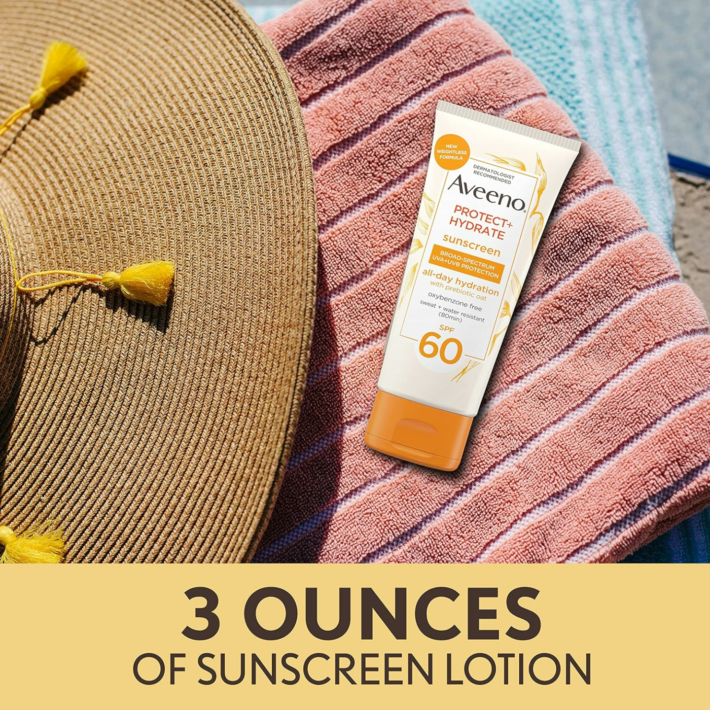 Aveeno SPF 60 Sunscreen Lotion, Weightless & Hydrating
