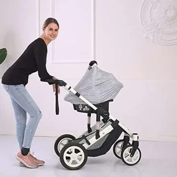 Breathable Car Seat Cover for Babies – Multi-Purpose Soft Rayon Nursing Cover for Breastfeeding, High Stretchy Infant Carseat Canopy, Stroller Cover (Smooth Rayon, Grey Forest)