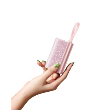 VEGER Compact Portable Charger with Built in Cable, 10000mAh Power Bank 20W Fast Charging, Sparkling...