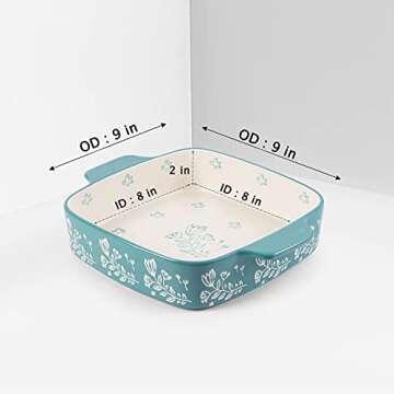 Wisenvoy Baking Dish 9x9 Baking Pan Ceramic Brownie Pan Casserole Dish 2-pecs Lasagna Pan Square Bakeware Sets Dish Pan