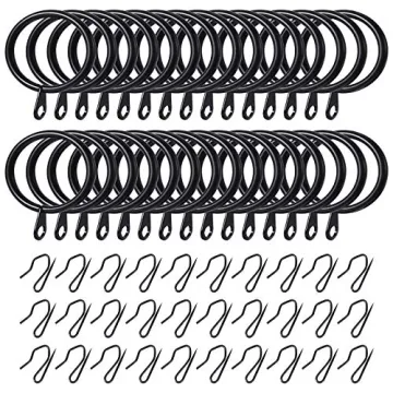 Hotop Metal Drapery Curtain Rings and Hooks - 30 pcs Set