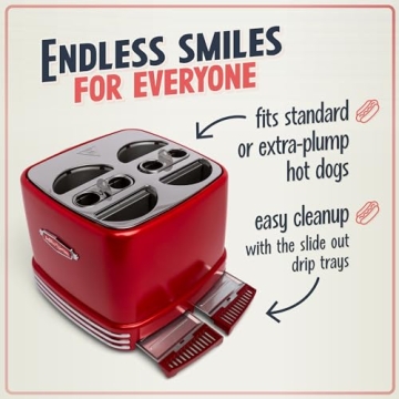 4 Slot Hot Dog Toaster - Metallic Red Multi-Use Design