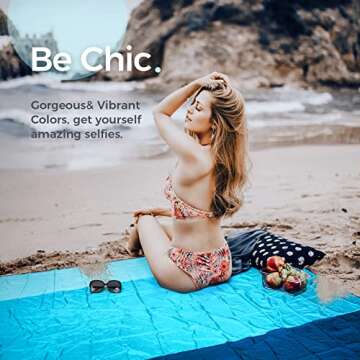 OCOOPA Beach Blanket, Extra Large Sandproof Waterproof, Picnic Mat, 8 Persons Family Size, Sand Free, Comfortable, Durable Parachute Nylon 210T, Lightweight, 4 Stakes&1 Travel Bag, S09