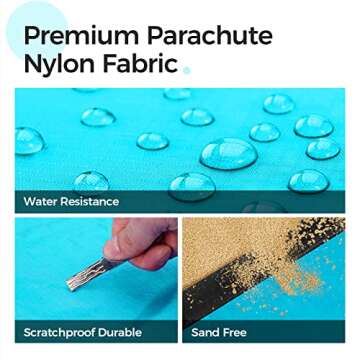 OCOOPA Beach Blanket, Extra Large Sandproof Waterproof, Picnic Mat, 8 Persons Family Size, Sand Free, Comfortable, Durable Parachute Nylon 210T, Lightweight, 4 Stakes&1 Travel Bag, S09