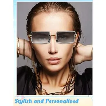 Weewooday 10 Pairs Rimless Sunglasses Rectangle 90s Retro Sunglasses Trendy Y2k Sunglasses Frameless Square Glasses Eyewear for Men Women (Vivid Color)