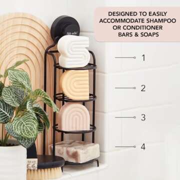 Kitsch Shower Caddy Bar Soap Holder - Rust Proof, Shower Caddy Portable, w/Strong Suction Cup for Bathroom Wall & Corner, Stainless Holder for Shampoo, Conditioner & Any Soap Bars, No Drilling Rack
