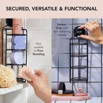 Kitsch Shower Caddy Bar Soap Holder - Rust Proof, Shower Caddy Portable, w/Strong Suction Cup for Bathroom Wall & Corner, Stainless Holder for Shampoo, Conditioner & Any Soap Bars, No Drilling Rack