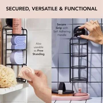 Kitsch Shower Caddy Bar Soap Holder - Rust Proof, Shower Caddy Portable, w/Strong Suction Cup for Bathroom Wall & Corner, Stainless Holder for Shampoo, Conditioner & Any Soap Bars, No Drilling Rack