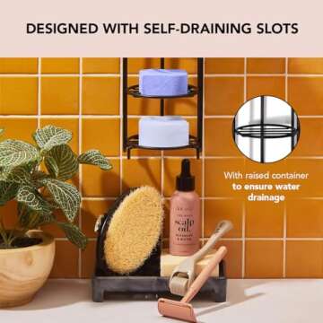 Kitsch Shower Caddy Bar Soap Holder - Rust Proof, Shower Caddy Portable, w/Strong Suction Cup for Bathroom Wall & Corner, Stainless Holder for Shampoo, Conditioner & Any Soap Bars, No Drilling Rack