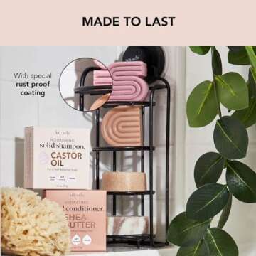 Kitsch Shower Caddy Bar Soap Holder - Rust Proof, Shower Caddy Portable, w/Strong Suction Cup for Bathroom Wall & Corner, Stainless Holder for Shampoo, Conditioner & Any Soap Bars, No Drilling Rack