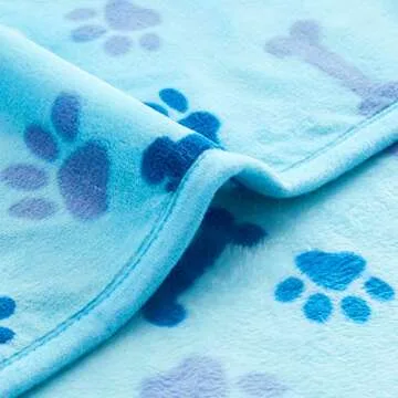Allisandro Luxurious Dog Blanket, 350 GSM Super Fuzzy Microplush Fleece Pet Blankets for Small Medium Large Dogs and Cats, Blue Paw and Bone, 32" x 24"