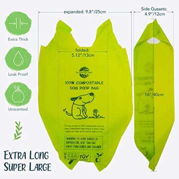 moonygreen Compostable Dog Poop Bag with Handles, 60 Counts with Holder, Doggie Poop Bags, Pet Waste Bags, Eco-Friendly Unscented, Extra Thick, Leak Proof, for Dogs and Cat Scoops