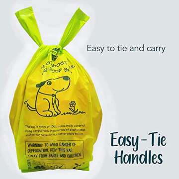 moonygreen Compostable Dog Poop Bag with Handles, 60 Counts with Holder, Doggie Poop Bags, Pet Waste Bags, Eco-Friendly Unscented, Extra Thick, Leak Proof, for Dogs and Cat Scoops