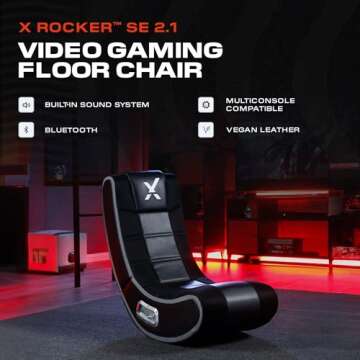 X Rocker SE 2.1 Floor Rocker - Bluetooth Gaming Chair with Immersive Audio with Speakers & Subwoofer - Ergonomic Design - Comfortable Floor Rocker Chair for Gaming & More - Black