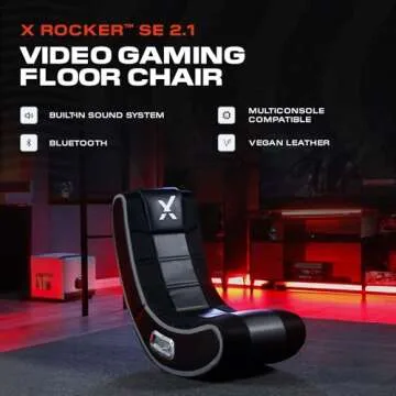 X Rocker SE 2.1 Floor Rocker - Bluetooth Gaming Chair with Immersive Audio with Speakers & Subwoofer - Ergonomic Design - Comfortable Floor Rocker Chair for Gaming & More - Black