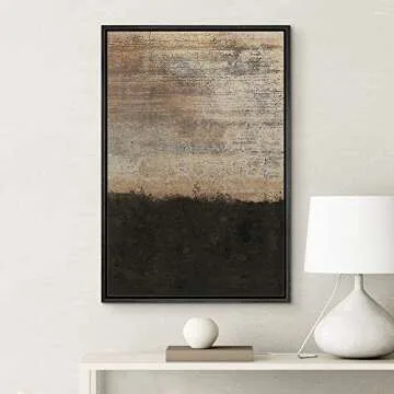 IDEA4WALL Framed Canvas Print Wall Art Grunge Dark Brown Rust Color Blocks Abstract Shapes Illustrations Modern Art Minimal Decorative Relax/Zen for Living Room, Bedroom, Office - 24"x36" Black
