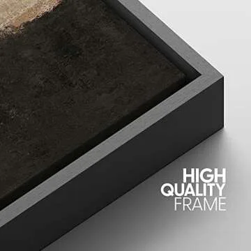 IDEA4WALL Framed Canvas Print Wall Art Grunge Dark Brown Rust Color Blocks Abstract Shapes Illustrations Modern Art Minimal Decorative Relax/Zen for Living Room, Bedroom, Office - 24"x36" Black