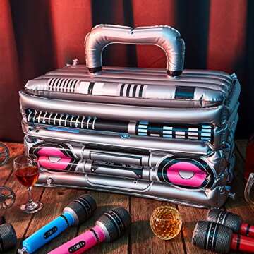 Cunhill Inflatable Boom Box Beverage Cooler 80s 90s Theme Party Decorations Inflatable Cooler Radio Blow up Boom Box Birthday Drink Favors for Retro Party Hip Hop Supplies(1 Piece)