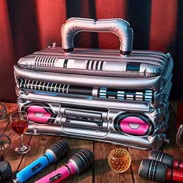 Cunhill Inflatable Boom Box Beverage Cooler 80s 90s Theme Party Decorations Inflatable Cooler Radio Blow up Boom Box Birthday Drink Favors for Retro Party Hip Hop Supplies(1 Piece)