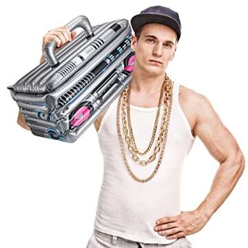 Cunhill Inflatable Boom Box Beverage Cooler 80s 90s Theme Party Decorations Inflatable Cooler Radio Blow up Boom Box Birthday Drink Favors for Retro Party Hip Hop Supplies(1 Piece)