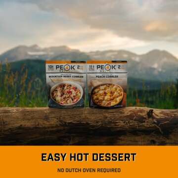 Peak Refuel Cobbler Variety 6-Pack | Real Ingredients | Ready in Minutes | Just Add Water | Premium Freeze Dried Backpacking & Camping Food | 2 Servings | Ideal MRE Survival Meal or Dessert (Variety 6-Pack)